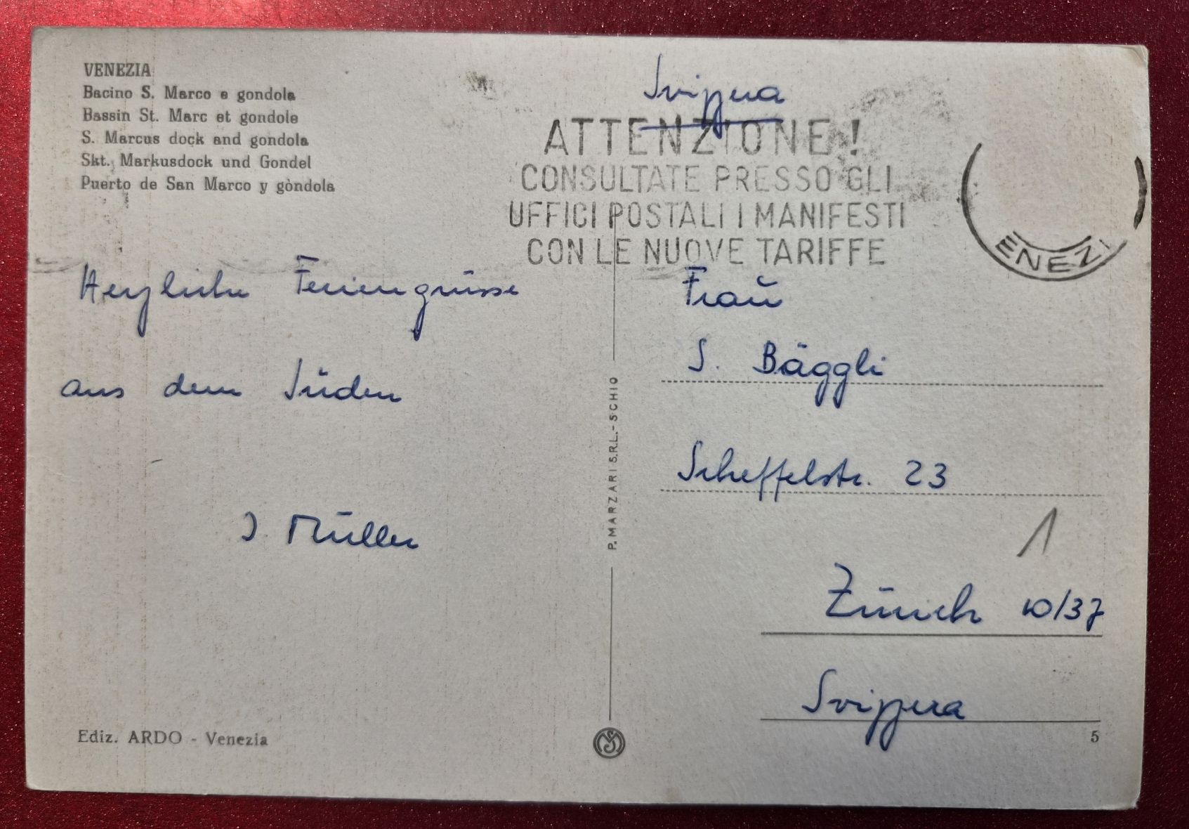 Cartoline postali: Venedig Gondel alt – Usato da Melchnau venduto da Arthurius 1