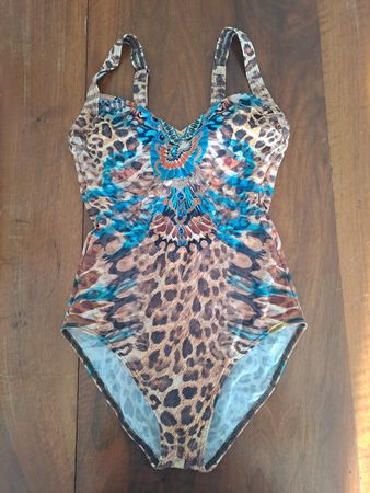 Sunflair Badeanzug C-Cup Sommer Gr. 38 Leo/Stein/Pfau Print.