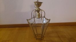 Antike Luzerne Hängelampe mit Kristallglass