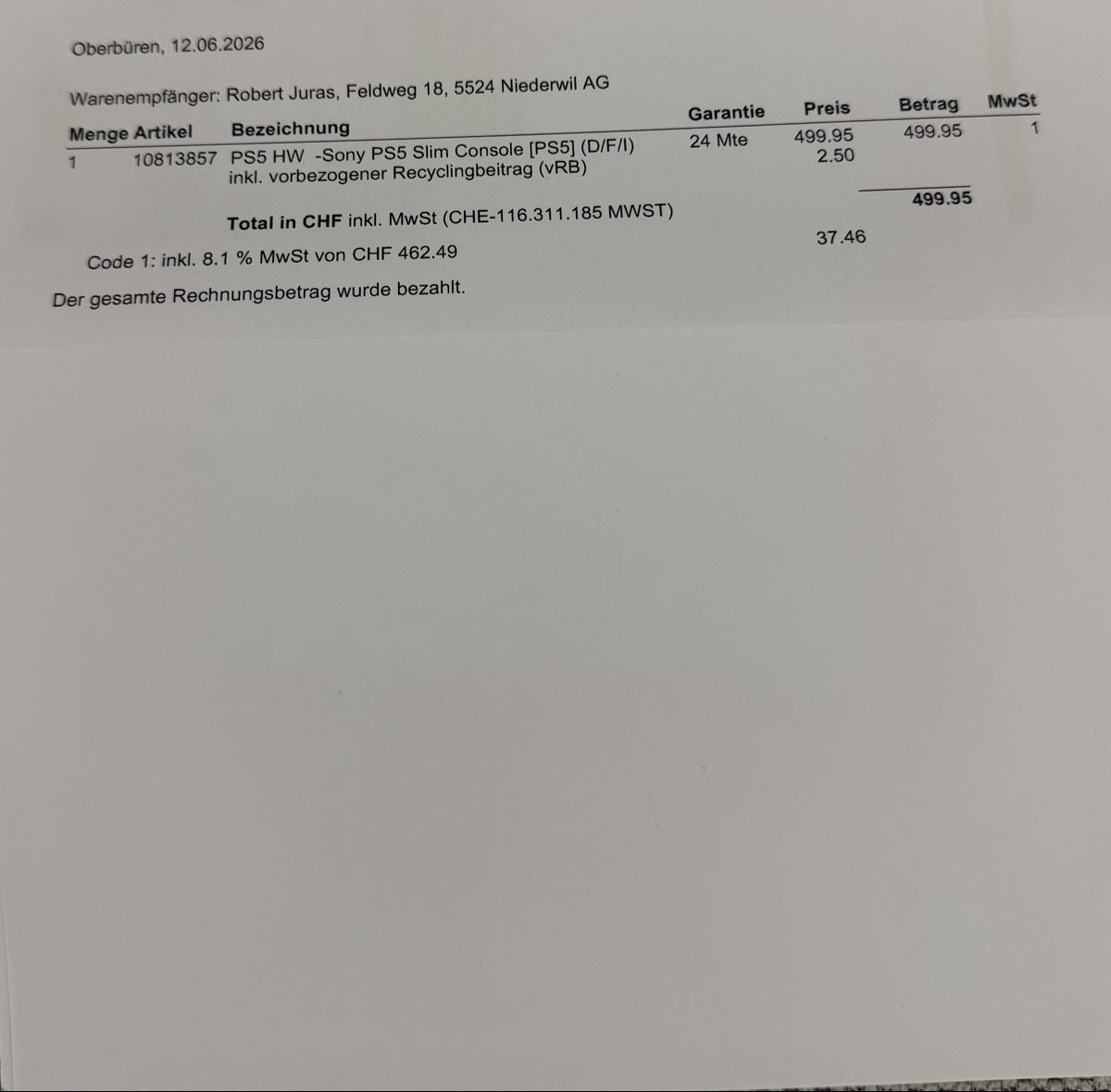 Sony Konsolen: -Sony PS5 Slim Console 22 Monate Garantie  – Neu (gemäss Beschreibung) aus Niederwil AG von Robi81 2