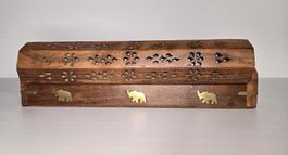 Räucherstäbchenhalter Holz Elefanten Vintage Deko Box Indien