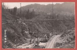 Wäggital Kraftwerk - Bau der Staumauer Fotokarte ca. 1923