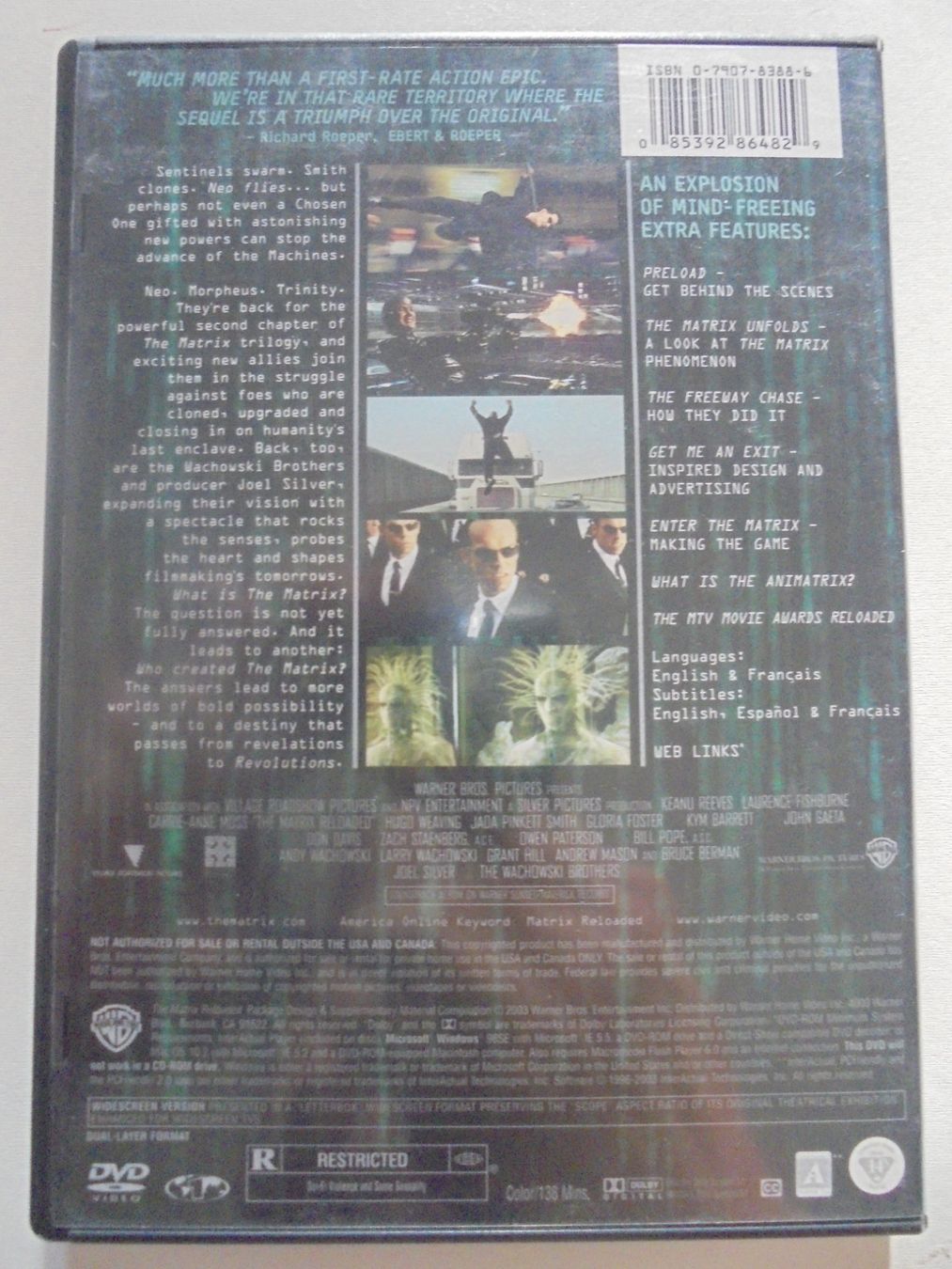 Alle DVDs: " Matrix Reloaded " widescreen edition, 2 DVD comme neufs – Gebraucht aus Crissier von Promopost 1