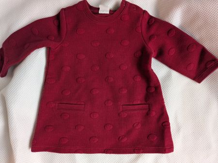 H&M Mädchenkleid Gr. 68 weinrot Punkte Herbst Winter