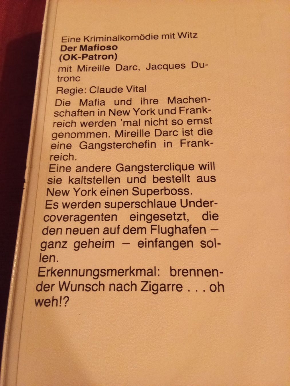 Tutti i VHS: Der Mafioso (F 1973) PolyGram Video SPECTRUM VHS 791326 – Usato da Remetschwil venduto da Hofiii 2