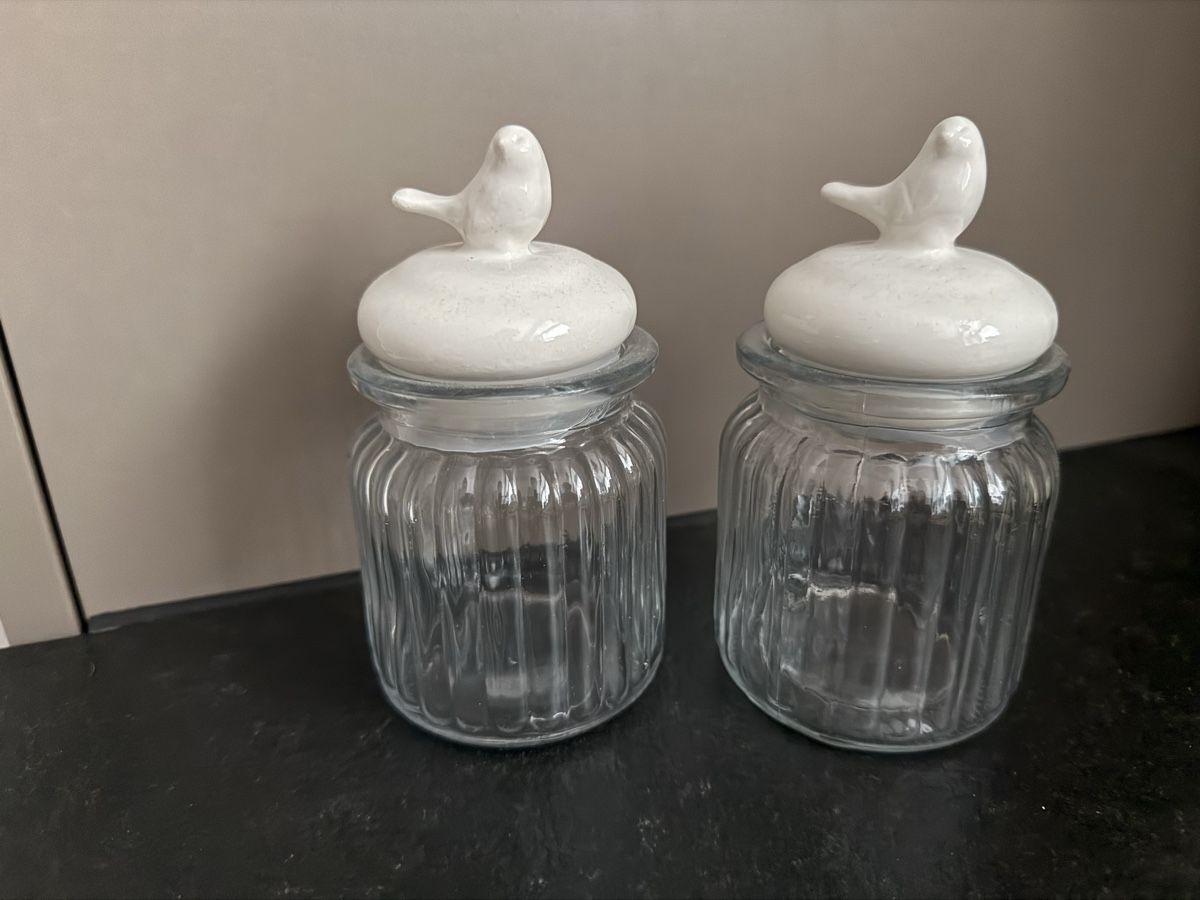 Gläser: 2 Glasdosen mit Vogel Deckel Set klein – Neu (gemäss Beschreibung) aus Strengelbach von schnaeusel