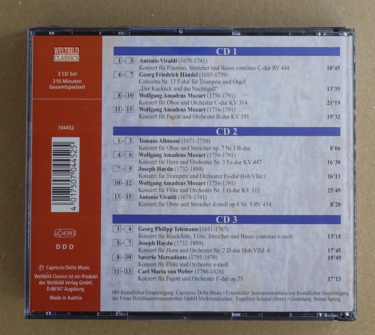 CDs: Die schönsten Bläserkonzerte (3 CDs) - F18 – Gebraucht aus Sessa von fraenklishop 1