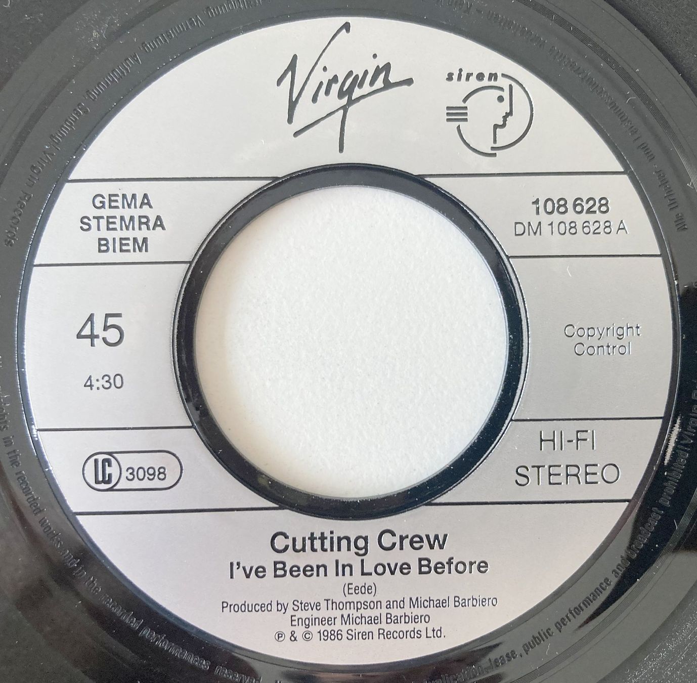 Dischi in vinile: CUTTING CREW - I'VE BEEN IN LOVE BEFORE – Usato da Bottens venduto da hotter-than-hell 2