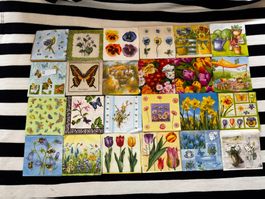 Env 40 serviettes fleurs, papillons, printemps etc