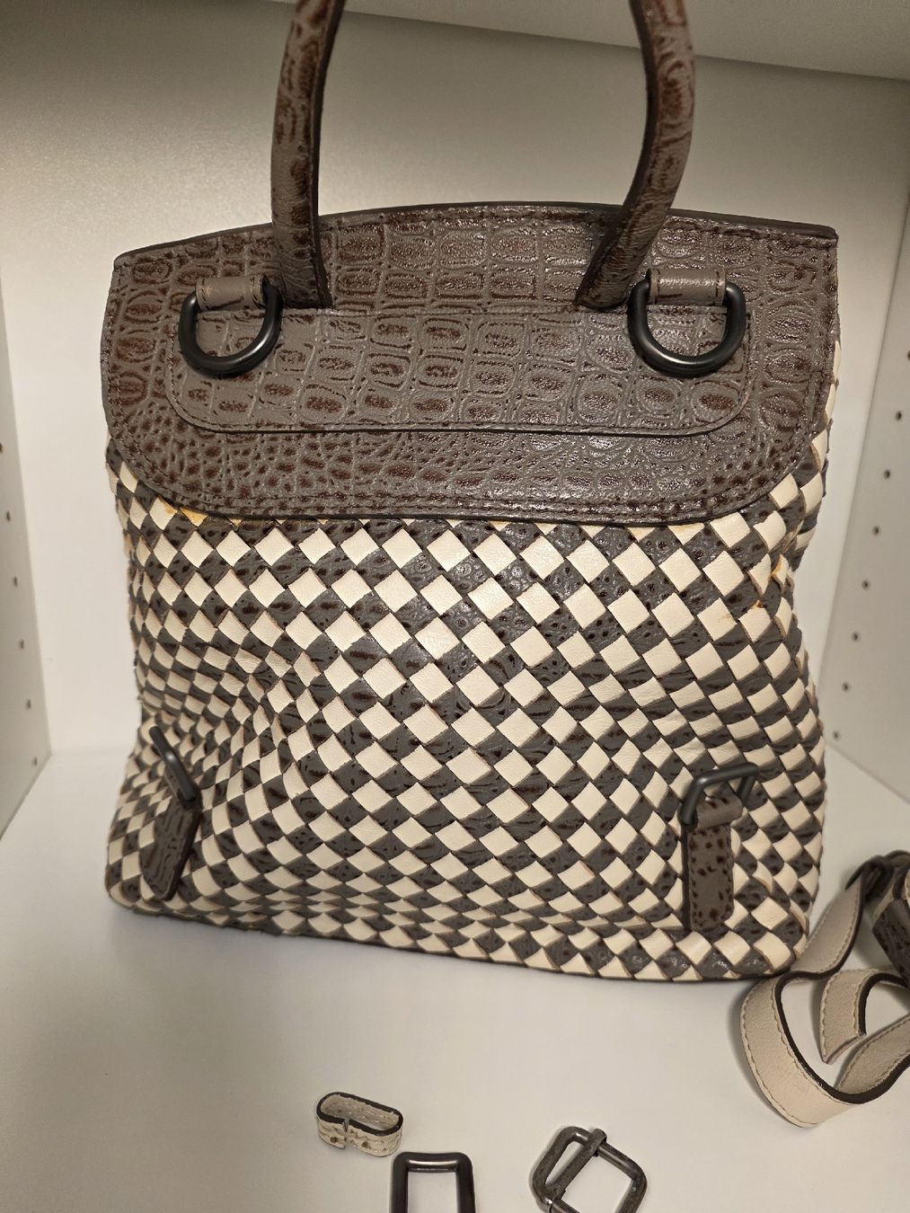 Rucksäcke: Woven Pattern Backpack Brown and White with Shoulder Strap – Gebraucht aus Dietikon von par_8zbj 3