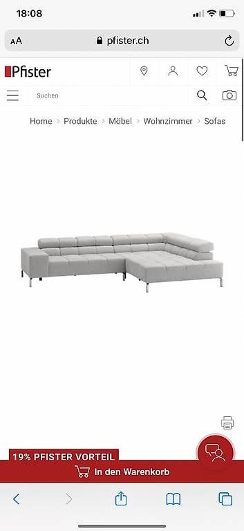 Pfister Sofas: Ecksofa Pfister Pure 966 Wilson  hellgrau – D'occasion à Brüttisellen par tinaD_ 2