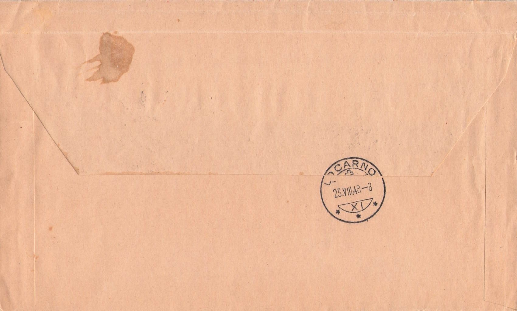 Alle Briefmarken: R-Brief Imaba 1948 Basel - Locarno , 22.Vll.1948 – Gebraucht aus Reichenburg von Pipo-67 1