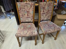 2 Vintage Holz Stühle - Holz Stuhl mit klassischem Polster