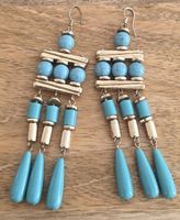 Ohrringe Tropfen Turquoise Goldfarben Lange Hängende