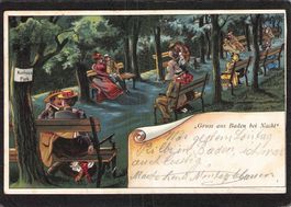 Gruss aus Baden bei Nacht , Aargau , Kurhaus Park , gel.1902