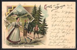 Litho Sennrin und Salontyroler in Tracht