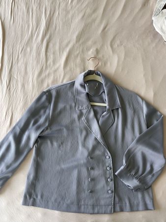 Blaue Bluse S oversize