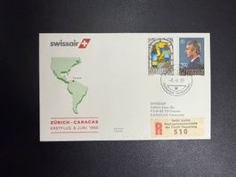 Swissair Erstflugbrief Zürich-Caracas ab Liechtenstein 1985