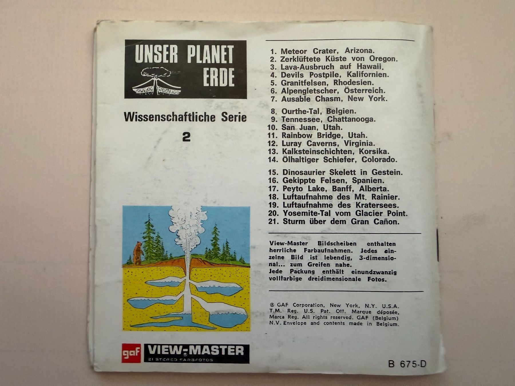 View-master Giocattoli: View-Master 3D: Nr. B 675 UNSER PLANET ERDE – Usato da Tegerfelden venduto da siebenmacky 1