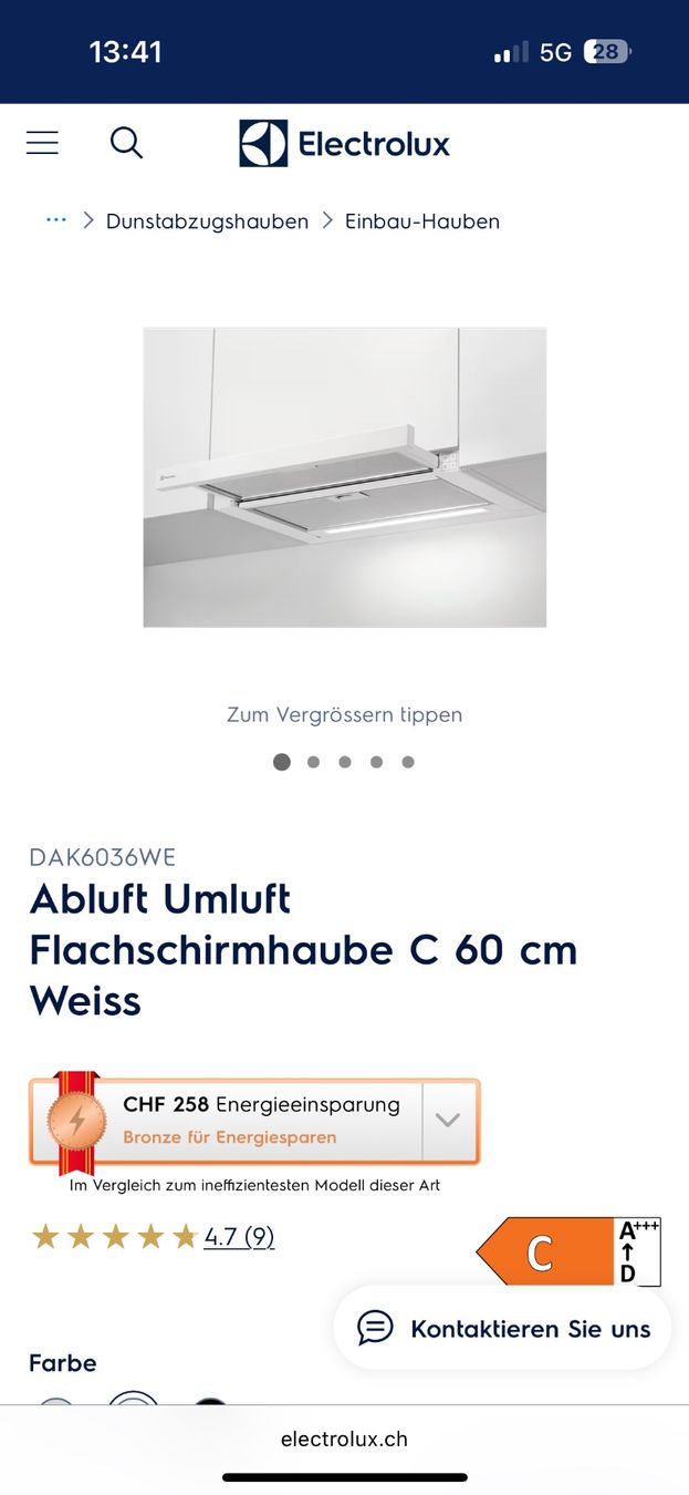 Electrolux Cappe di aspirazione: Dunstabzugshaube von Electrolux, Modell DAK6036WE – Nuovo e nell'imballaggio originale da Basel venduto da kra_w6mq 2