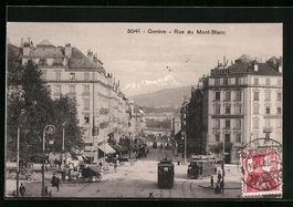 Genève, Rue du Mont-Blanc, Strassenbahn