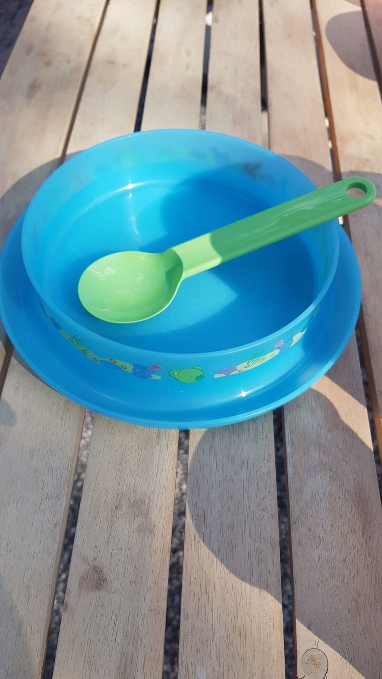 Tupperware Teller: Tupperware assiette enfant + cuiller Kinderteller + Löffel – Gebraucht aus Fully von Minouchka 1