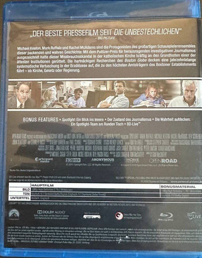 Tutti i DVDs: Spotlight -  2 Oscars! Blu-ray Disc Top – Usato da Beringen venduto da Mantafisch1 1