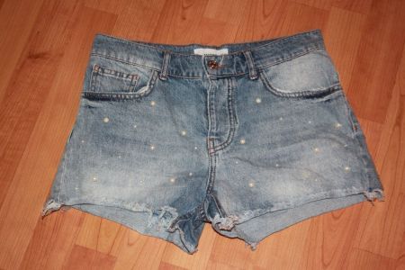 Jeans Hotpants 36 mit Perlen