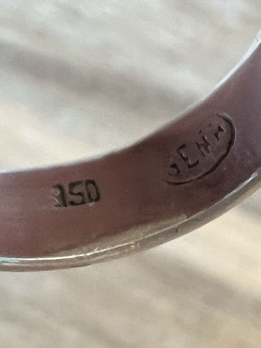 Anelli: Mutterperl Blaue Ring Silber 950 mit Gravur – Usato da Triesen venduto da bubita 4