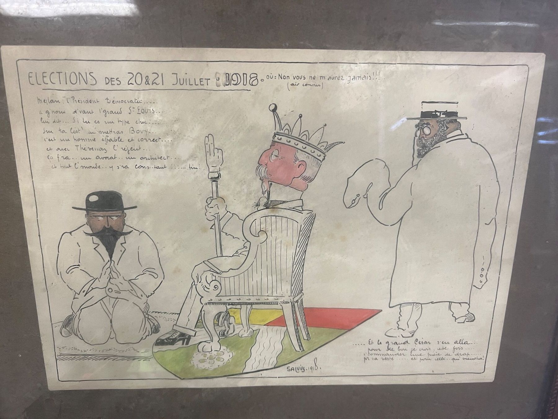 Dipinti: DESSIN ÉLECTIONS 1918 Signé et daté – Usato da Genève venduto da Qanil77 1