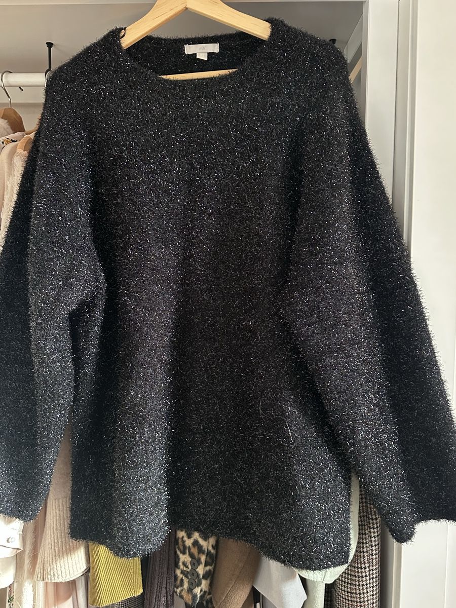 H&M Maglioni & Felpe: H&M Pullover oversized black Glitzer minimalist cos Zara – Usato da Zürich venduto da Lotta1509 4