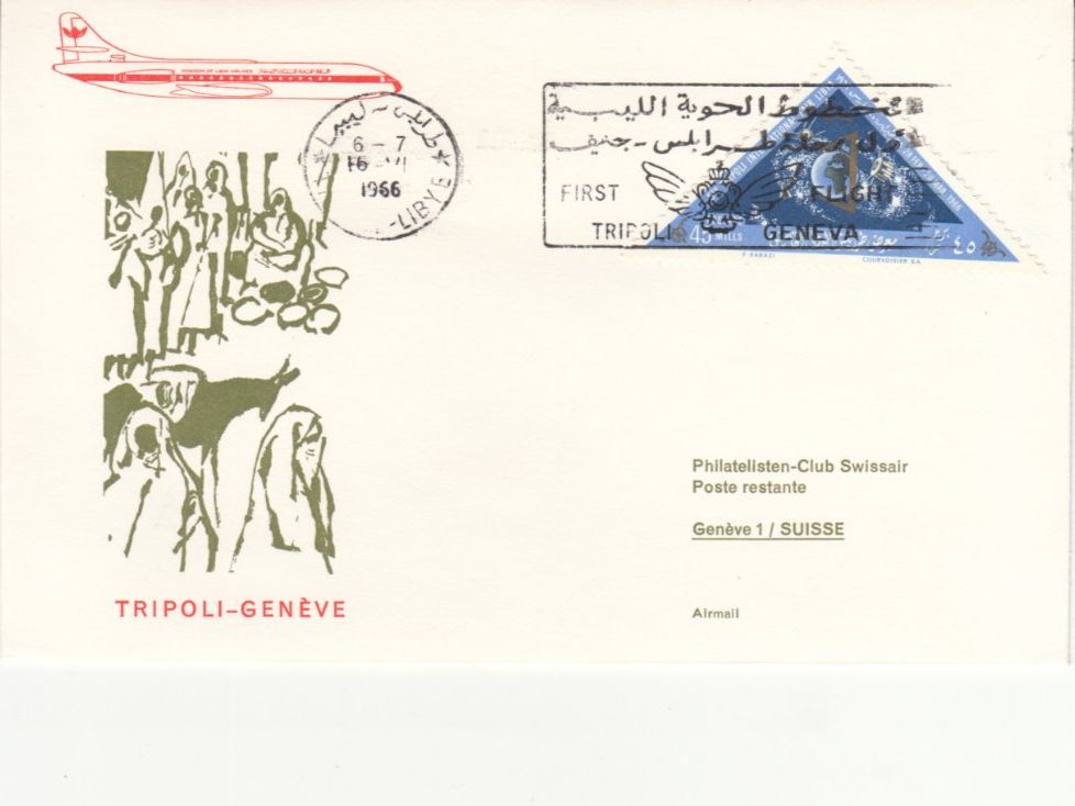 Tutti i francobolli: SLH RF 66.15a Tripoli-Genève – Usato da Bürglen TG venduto da StampGraf