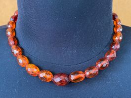Vintage Elegante Facettierte Bernsteinkette