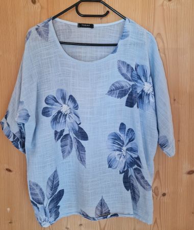 Shirt mit Blumenmuster, blau Grösse M