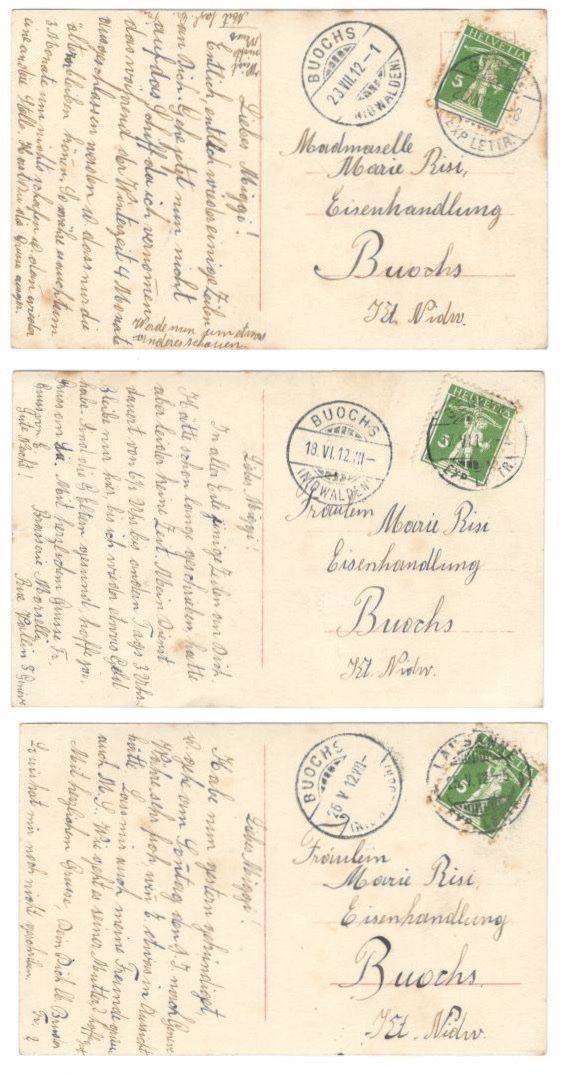 Cartoline: 3 Alte kolorierte Themenkarten – Usato da Roggwil BE venduto da thorhammer 1