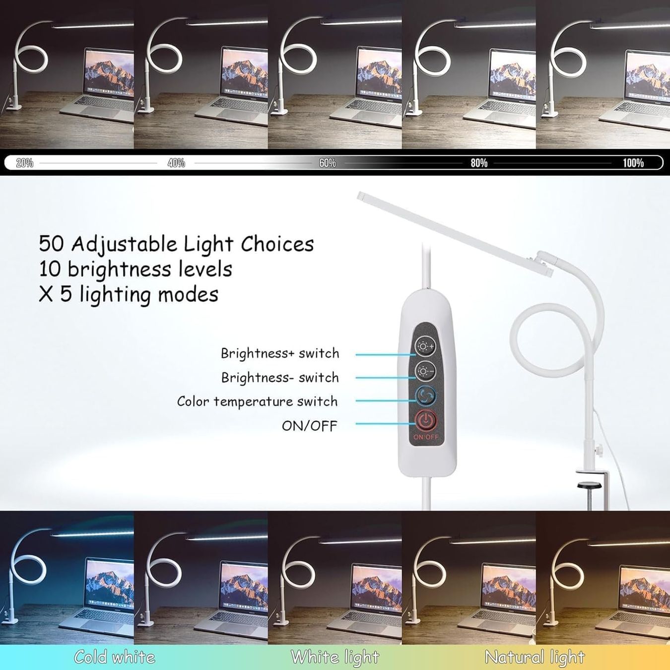 Lampade: LED Schreibtischlampe mit Klemme & Dimmfunktion – Nuovo e nell'imballaggio originale da Nuglar venduto da SaleRitter 2