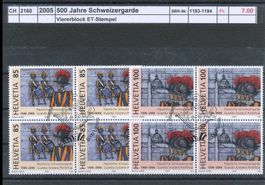 2005 "500 Jahre Schweizergarde", Viererblock, ET - Stempel