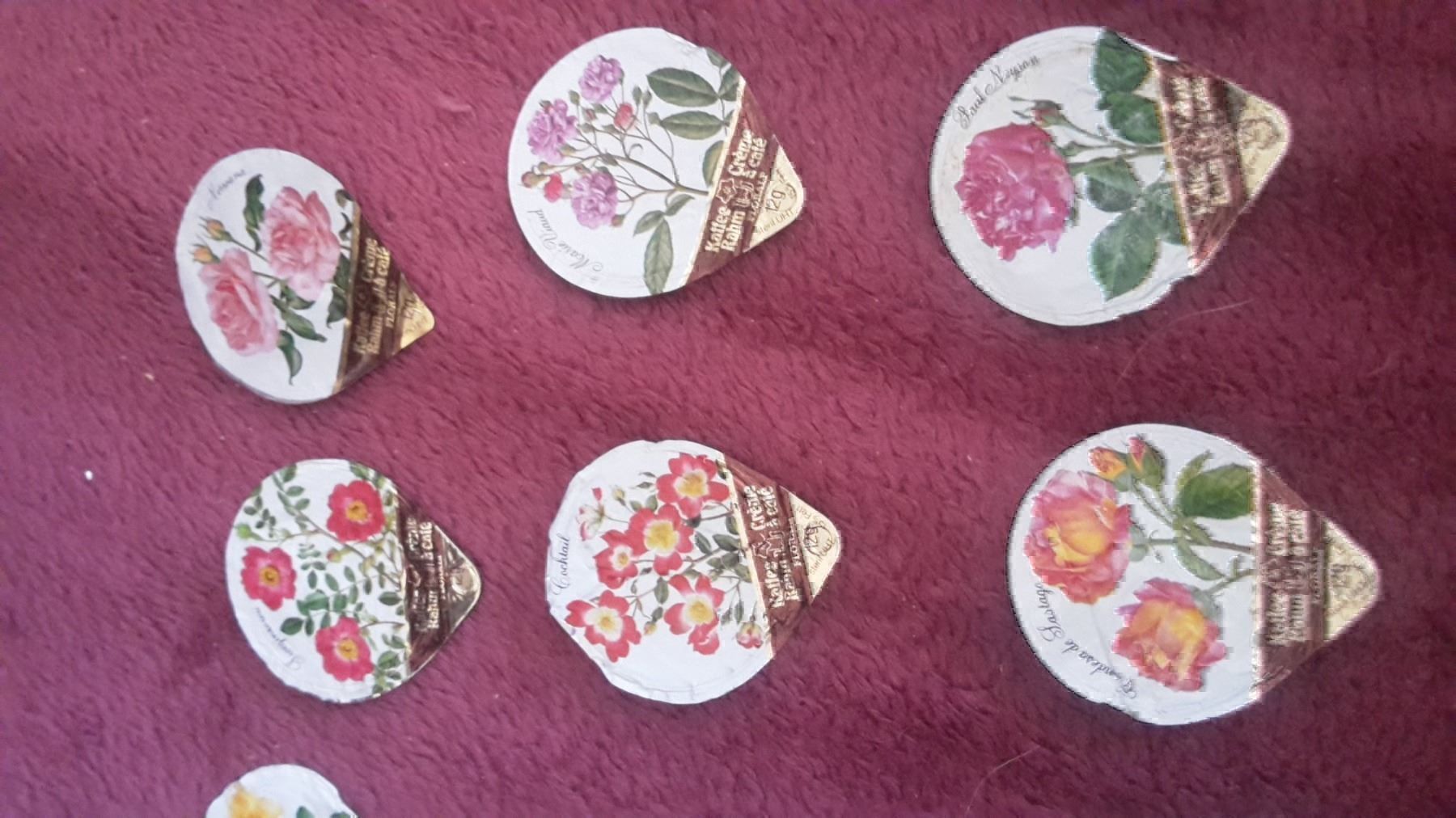 Coperchi dei cremini per caffè: 15Kaffeerahmdeckeli Rosen – Usato da Schwarzenburg venduto da Flamingo07 3
