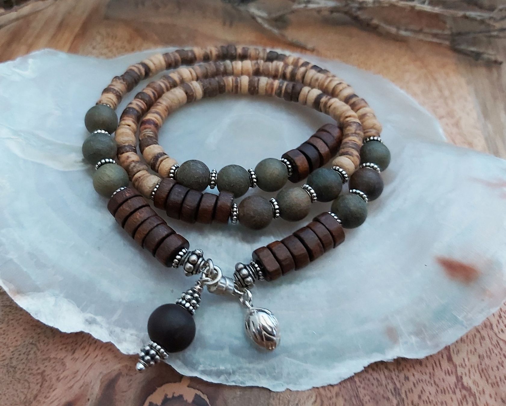 Bracciali & Braccialetti: ELLA - Holzarmband - Sterling Silber - hellbraun-dunkelbraun – Nuovo e nell'imballaggio originale da Mühlethal venduto da nicita-modeschmuck 1