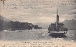 DS LA SUISSE, départ de Montreux, circulée 1908