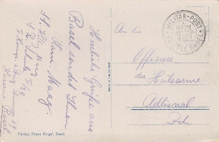 Cartoline postali: Basel, Kaserne, Feldpost MILITÄR-POST KASERNE BASEL – Usato da Frauenfeld venduto da POML 1