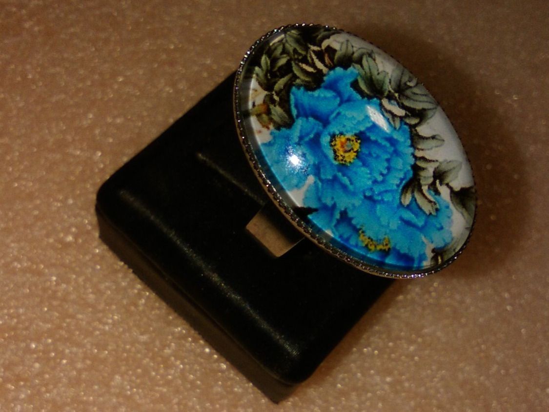 Anelli: ring edelsthal,,mit  blumen,,blau – Nuovo (secondo la descrizione) da Basel venduto da bijoutrie_4 3