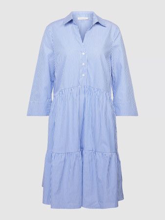 Knielanges Kleid im Stufen-Look blau/weiss Gr. 44 NEU
