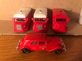 4x Praliné Busch Brekina Citroen Feuerwehr Bus Auto
