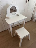Kinderschminktisch mit Spiegel und Hocker weiss Holz