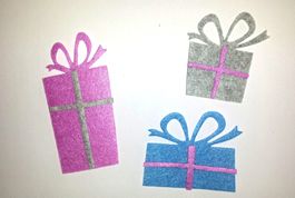 6 Stk Filz Geschenke gestanzt, Felt Die cuts