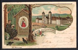Einsiedeln, Blick zum Kloster, Mönch un