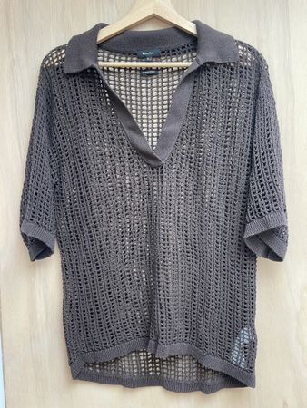 Massimo Dutti loose fishnet polo in a size S