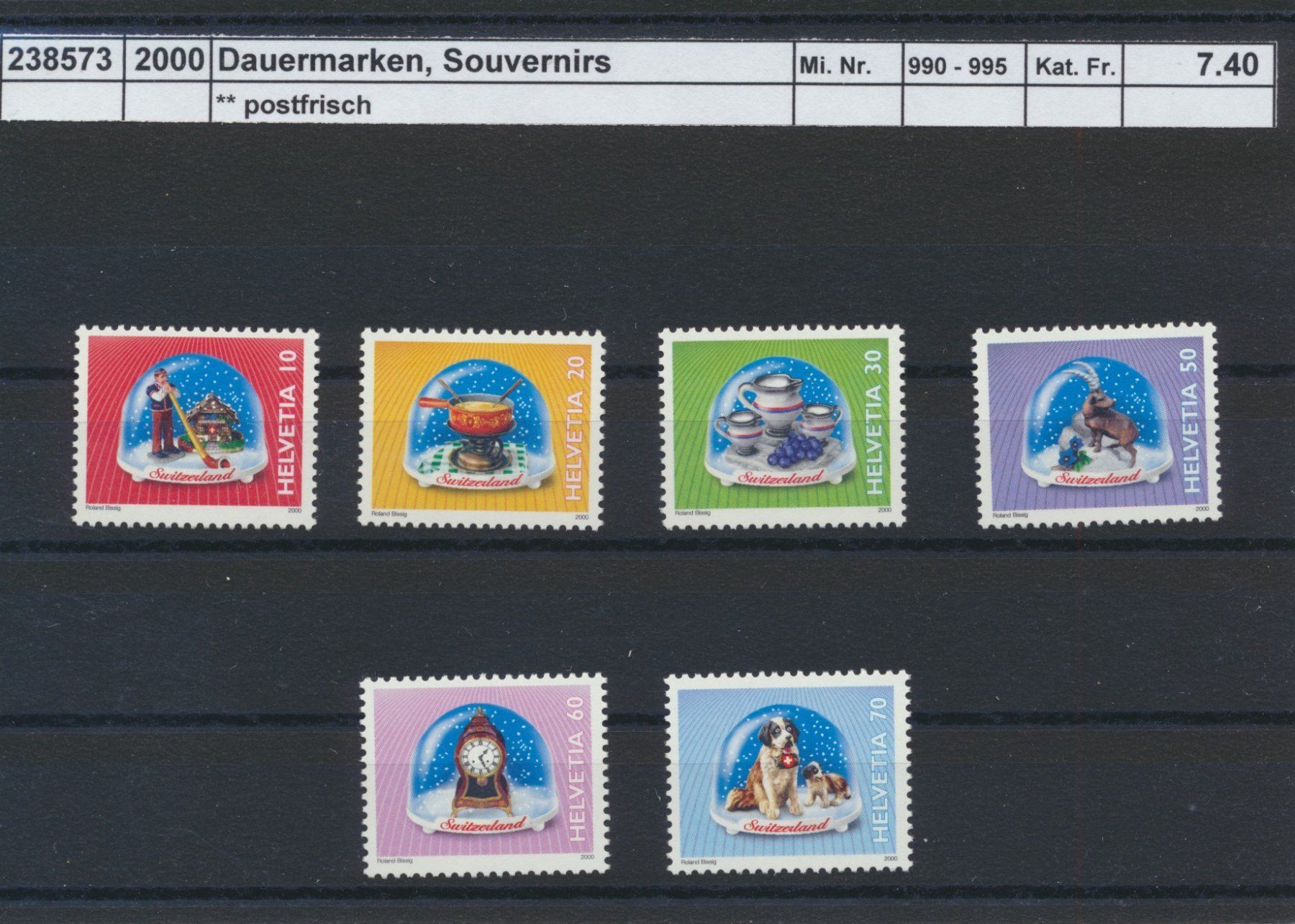 Tutti i francobolli: 2000 Dauermarken, "Schneekugeln", ** postfrisch – Nuovo (secondo la descrizione) da Winterthur venduto da Zupogeru