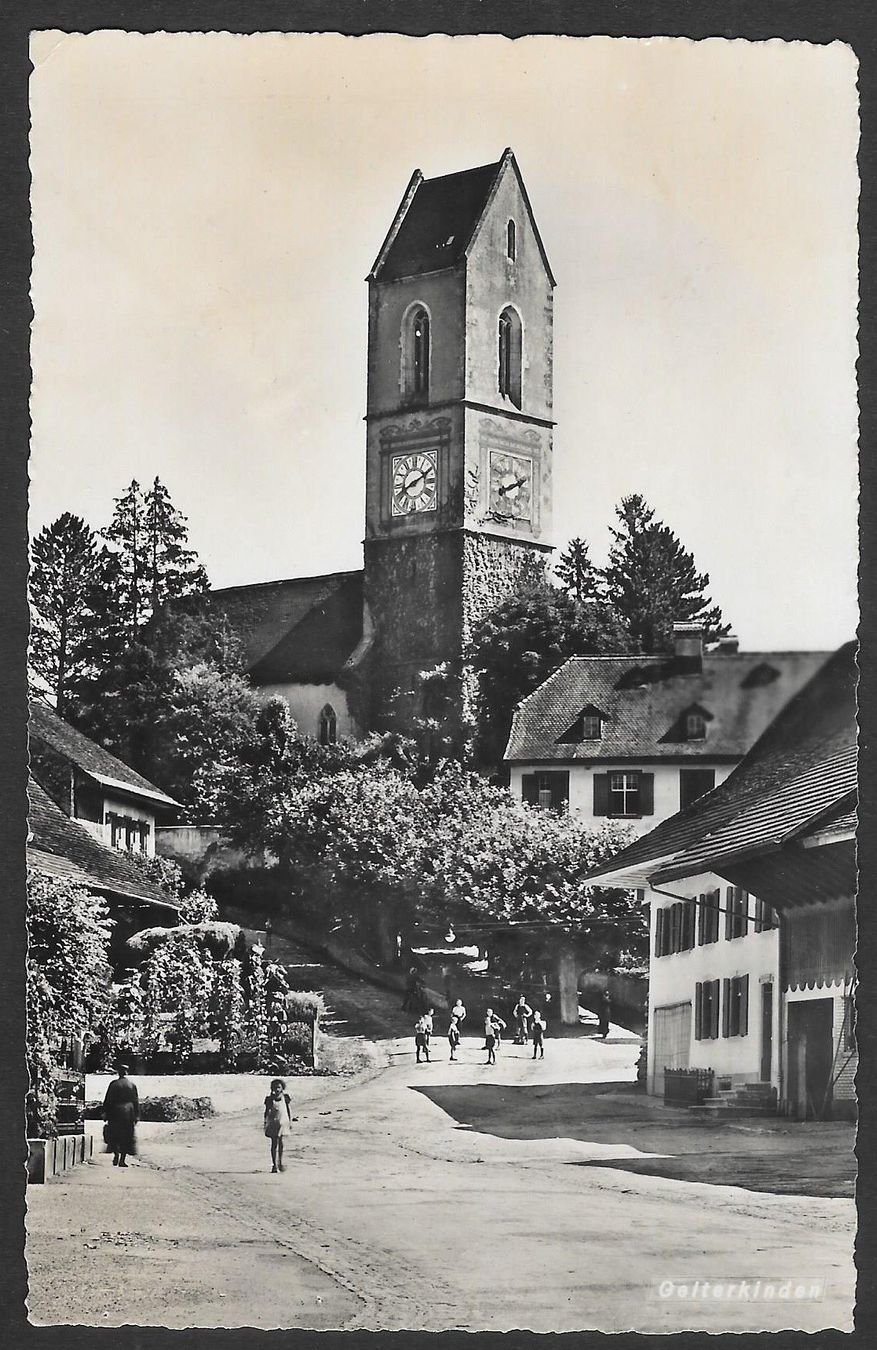 Cartoline postali: Gelterkinden Teilansicht mit Kirche – Usato da Olten venduto da clotaldi